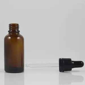 Bottiglie di stoccaggio in plastica in vetro nero imballaggio cosmetico da 30 ml 1 oz bottiglia di olio essenziale per fondazione