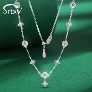 Halsband 1.6CTTW Full Real Moissanite Necklace For Women S925 Sterling Silver Neck Chain Wedding Birthday Present