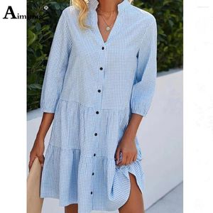 Abiti casual Plus size 5xl Women Beach Dress 2024 a tre quarti di moda a piantaforma femmina per leisure retrò retrò lunghezza