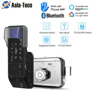 Kontrola IP65 Wodoodporna TTLOCK LIPTRING PIELĘCIA SMART BLUCKA Drzwi Outdoor Gate Hasło Bluetooth 13.56 MHz IC Karta Deadbolt Lock+Mechanical Key