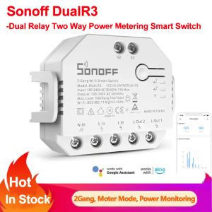 Kontroll Sonoff Dual R3 Dual Relay WiFi SMART SWITCH Tvåvägskontroll KRAFT Mätning Roller Shades Motor Elektriska gardiner Gardiner Switch