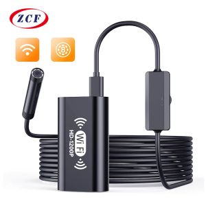 Kameror WiFi Endoskop HD 2.0MP 8mm Lens Mini Camera Wireless Pipe Engine Inspection Borescope 8 Justerbara lysdioder för iPhone Android PC