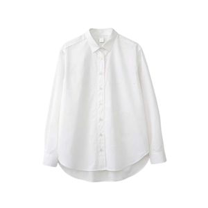 Totbo Home White Shirt Frauen 2024 Frühlings-/Sommer Freizeitpendler Lose Revers Langarm Hemd A-Line