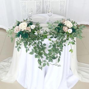 Flores decorativas Yan 2pcs Sweetheart/Head Table Artificial Floral Swags Centerpieces Arranjos para Decores de Ceremanha de Casamento Rústico