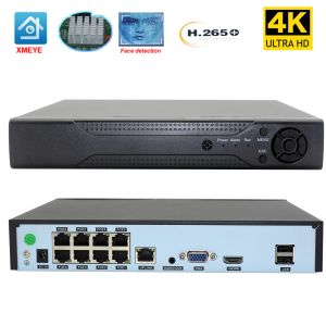 Lente 8ch Poe NVR H.265 XMEYE 4K 8Cannel Video Recorder com Face Detect Audio OnVif P2P para Poe 8MP 5MP Vigilância IP Câmera IP