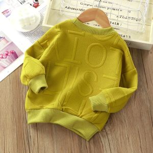 T-shirts Autumn Steel Print Letter Sweatshirt Boys Clothes Teenagers Long Sleeve Pullovers Girls Kids Tshirts Cotton Sports Casual Tops