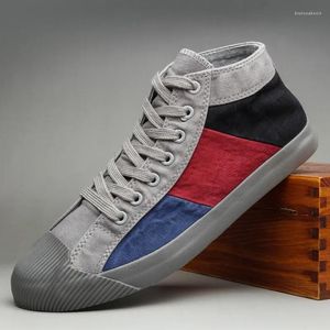 Casual Shoes Men Canvas High Top Flat for Lace Up Sneakers Vulcanize Spring Summer