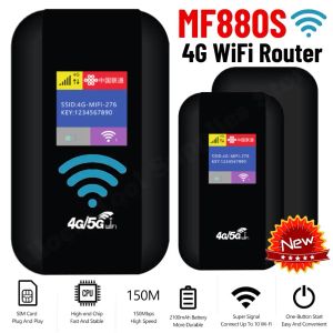 Routers MF880S 4G LTE WiFi Router Portable Mobile Hotspot 2100mAh 150 Mbps Wireless Router med SIM Card Slot Repeater för utomhushem