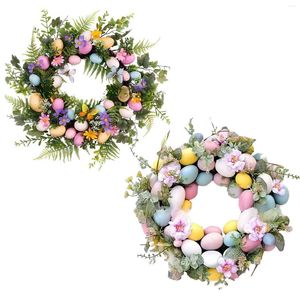 Decorative Flowers Artificial Easter Eggs Decor Spring Wreaths For Front Door Patio Porch Egg Mini Wreath Decoration 45cm