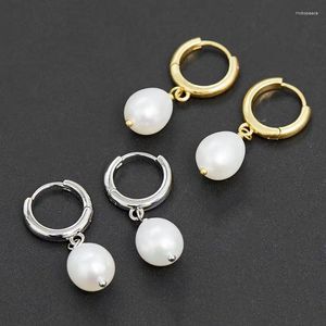 Studörhängen 2024 Natural Pearl Earring Buckle Gold Silver Niche Design Simple Jewelry