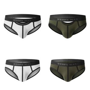 GTOPX Underpants Men's Briefs Top Bottom Holes Design Breathable U Convex Comfortable Cotton Sexy Underwear W0412 nderwear