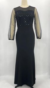 Casual Dresses 2024 Autumn Women's Elegant Dress Black Temperament Ladies Slim Long Sleeve