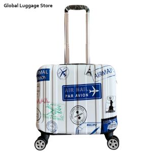 Carry-Ons 14inch aviation boarding case fashion printed suitcase Roller trolley luggage