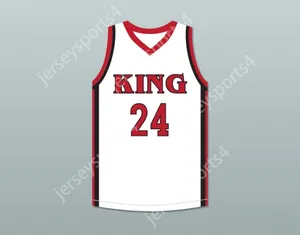 Niestandardowy numer nazwiska Męscy młodzież/dzieci Kawhi Leonard 24 Martin Luther King High School Wolves White Basketball Jersey 1 Top Sched S-6xl