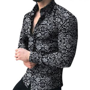 Gömlekler erkek marka uzun kollu gömlek çiçek erkek bluz gündelik gömlek yaz sonbahar gömlek erkekler en iyi kıyafetler Camisa masculina satış