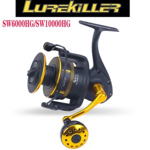 Tillbehör LureKiller Ny full metallspinnrulle SW6000HG/SW10000HG 35 kg Drag Jigging Reel Popping Reel Sea Fishing Reel 5.9: 1