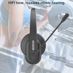 Ohrhörer leichte drahtlose Bluetooth5.0 Stereo -Headset -Stereo mit Mikrofon für Bürobesprechung Kundendienst Call Center Treiber Earphone