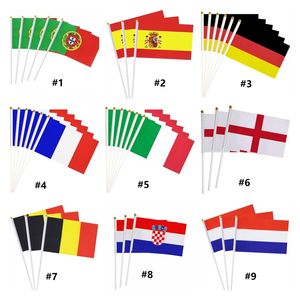 21x14cm Hand waving Flag Portugal Spain Germany France Italy hand held National Flags Festival Party cheer Decoration P309