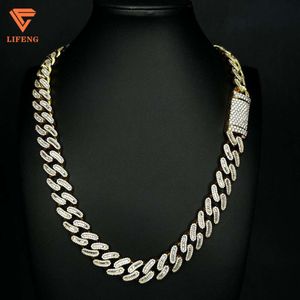 Anpassad vitguld kubansk halsband 14mm 16/24 tum stege fyrkant Moissanite diamant full isad ut hiphop kubansk länk kedja halsband