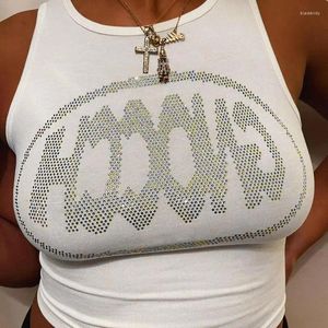 Frauen Tanks Hip Hop Diamond Fashion Design Ärmeloses geschnittenes Tanktop Y2K High Street Enge Babykleidung würziges Mädchen Retro