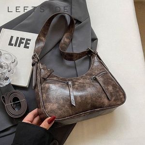 LEFTSIDE RETRO PU LÄDER Underarmsäckar för kvinnor 2024 Ny trend Kvinnliga små Crossbody påsar på väskan handväskor och plånböcker 90ce#