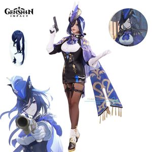 Anime Costumes Clorinde Game Cosplay Genshinimpact Clorinde Cosplay Come For Carnival Women Sexy Suits Party Come Wig Shoes Full Set Y240422