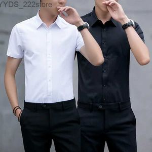 Men's Casual Shirts Summer Mens Slim Fit Business Work Shirt Casual and Handsome Swivel Collar Short Sleeve Mens Shirt yq240422