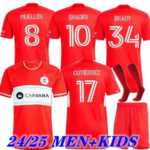 2024 Chicago Major League Soccer Jersey Kids Kit Fires FC MLS MEN NEU 24 25 Fußball -Hemd -Home Red Away White Shaqiri Gutierrez Koutias Navarro Mueller
