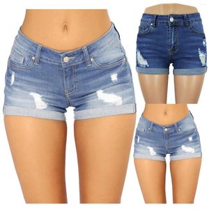 Calça feminina rasgou shorts jeans com punhos e jeans de baixa cintura para mulheres roupas 2024 Mulher