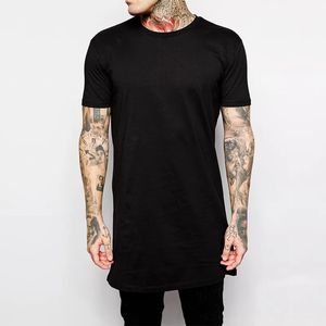 Brand Clothing Men Black Long T Shirt Tops Hip Hop Man Tshirt krótkie rękawowe Casual Men Tars For Male 240409