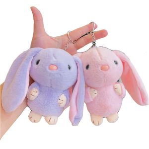 Wholesale Gifts Stuffed Doll Keyring Kawaii Cute Cartoon Plush Dropping Ear Rabbit Bunny Keychain Bag Pendant