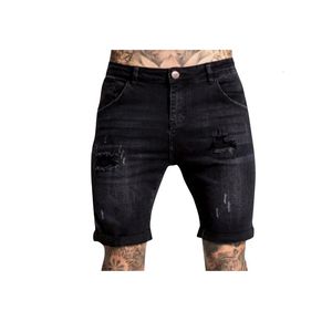 Stretch Denim Shorts Mens Summer Thin Loose Korean Style Trendy Jodhpurs Ripped Casual Pants 240422