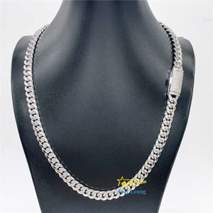 Menshalsband 8mm 10mm 12mm 13mm VVS Moissanite Diamond Clasp Solid 925 Silver Iced Out Miami Cuban Link Chain Hip Hop Jewelry