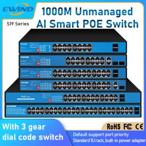 Kontrola Ewind Gigabit Poe Switch 16/24/48 Porty Pełny przełącznik sieciowy Gigabit Ethernet 10/100/1000 Mbps Un -Management AI Smart Switch