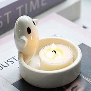 Mum tutucular seramik hayalet sahibi tealight düğün masa dekoru ev parti için sevimli şekil