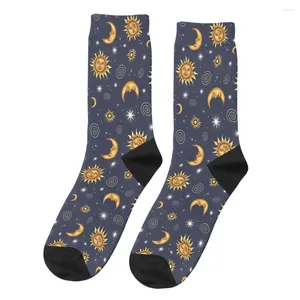 Erkek Çorap Sun Moon Vintage Göksel Desen Erkekler için 3D Baskı Erkek Kızlar Orta Kalf Çorap