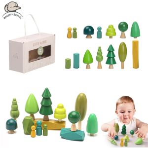 Bloklar 1set ahşap doğal simülasyon ağacı ahşap oyuncaklar çocuklar için Montessori oyunu eğitim oyuncak bebek odası dekorasyonu bebek hediyeleri