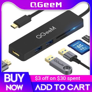 Hubs QGEEM USB C HUB per MacBook Pro Type C Hub su HDMI USB 3.0 TF SD Multi USB 3.1 Adattatore hub per iPad Pro Otg Splitter USB C dock