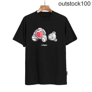 High end designer clothes for Paa Angles Trendy Correct High Red Broken Head Bear Casual Print Mens and Womens Short sleeved T-shirt With 1:1 original labels