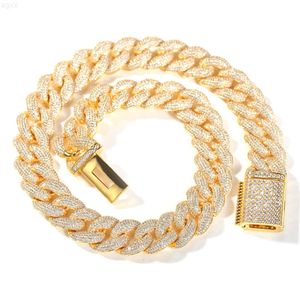 Tung handgjorda kubanska halsband breda 19 mm Pure S925 med Gra Moissanite Iced Out Cuban Link Chain