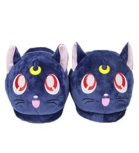 Anime Sailor Moon Plush tofflor Luna Cat Kitty Mjuka fyllda skor varma vinter inomhus tofflor 2102251300404