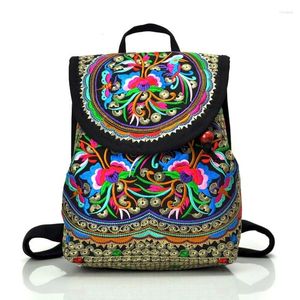 School Bags 2024 Embroidered Backpack Multifunctional Women's Leisure Canvas Bag Retro Ethnic Style College