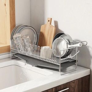 Kitchen Storage 304 Stainless Steel Bowl Dish Drainage Rack Sink Edge Tableware Utensils Drainer Free Installation