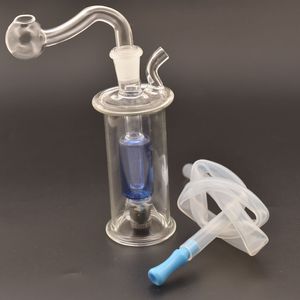 Wholesale Colorful Cheap LED Light water dab rig Bong Pyrex Mini Hookah glass Oil burenr pipes with smoking bowl and silicone straw hose