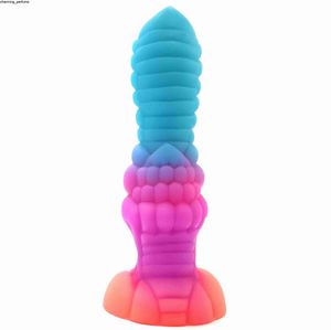 2023 Yeni yüksek kaliteli sıvı silikon yabancı yapay penis dişi mastürbasyon seks oyuncakları ışık yayan yapay penis gerçekçi canavar oyuncaklar