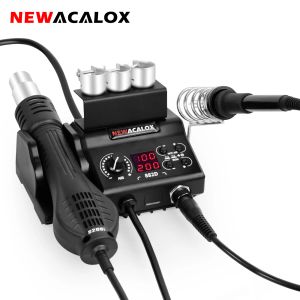 Kontrollera newacalox 882d varmluftspistol lödning järn 2in1 lödstation SMD omarbetningsstation smart temperaturkontroll sömnfunktion