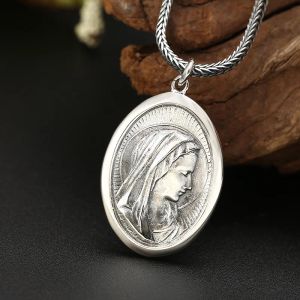 ペンダントbocai new100％true 925 Solid Sterling Silver Silek Minimalist Man and Woman's Pendant Creative Creative Virgin Mary Jewelryアクセサリー