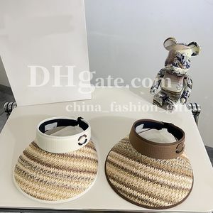 Breda brim visorer hatt kvinnor designer hatt randig stickad pannband hatt sommar strand havssol förhindra hatt resevisir