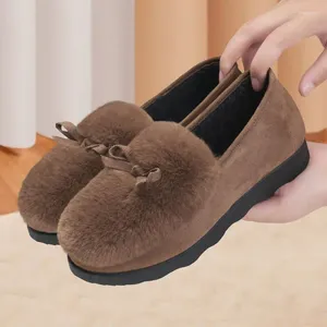 Casual Shoes 2024 Real Fur Fashion Mules Women Winter Plush Flats Bottom Creepers Crystal Furry Warm Loafers ZJ294