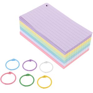 1 Set Index Cards with Rings Study Flash Cards Single Hole Punched Flashcards Studying Note Card 240410